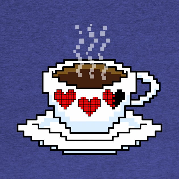 Cafe, BTW pixel art red hearts coffee mug icon by DaniNaps Designs